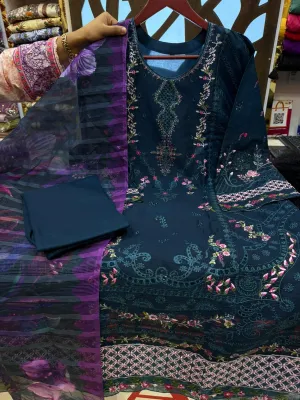 Swizz Lawn Embroidered 3 Pcs (Stitched)